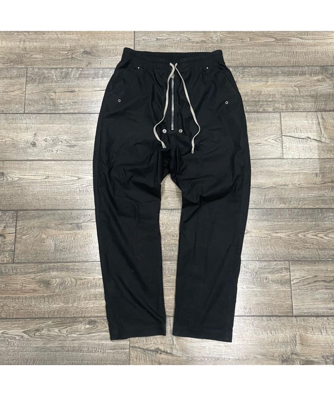 RICK OWENS Черные хлопковые повседневные брюки, фото 6