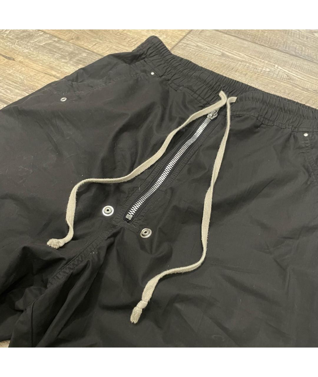 RICK OWENS Черные хлопковые повседневные брюки, фото 2