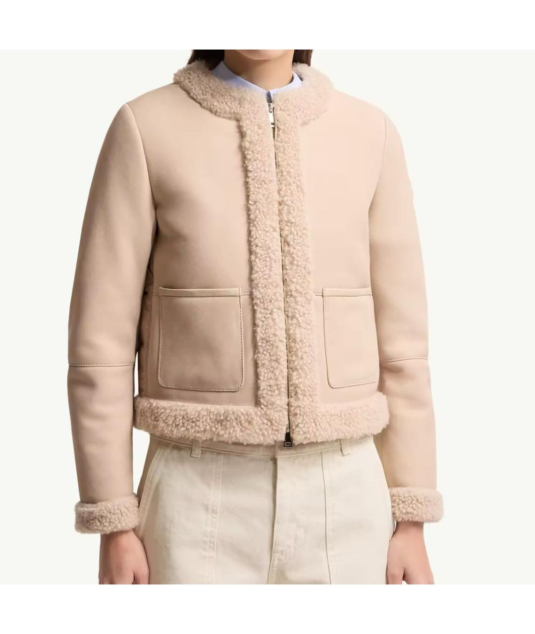MONCLER Бежевая меховая куртка, фото 4