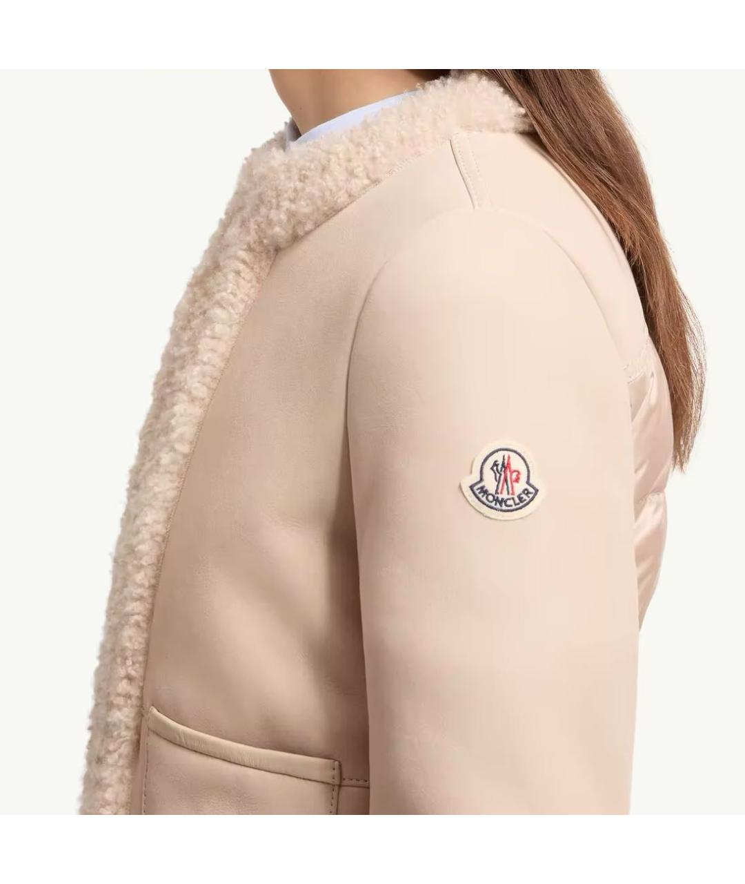 MONCLER Бежевая меховая куртка, фото 3