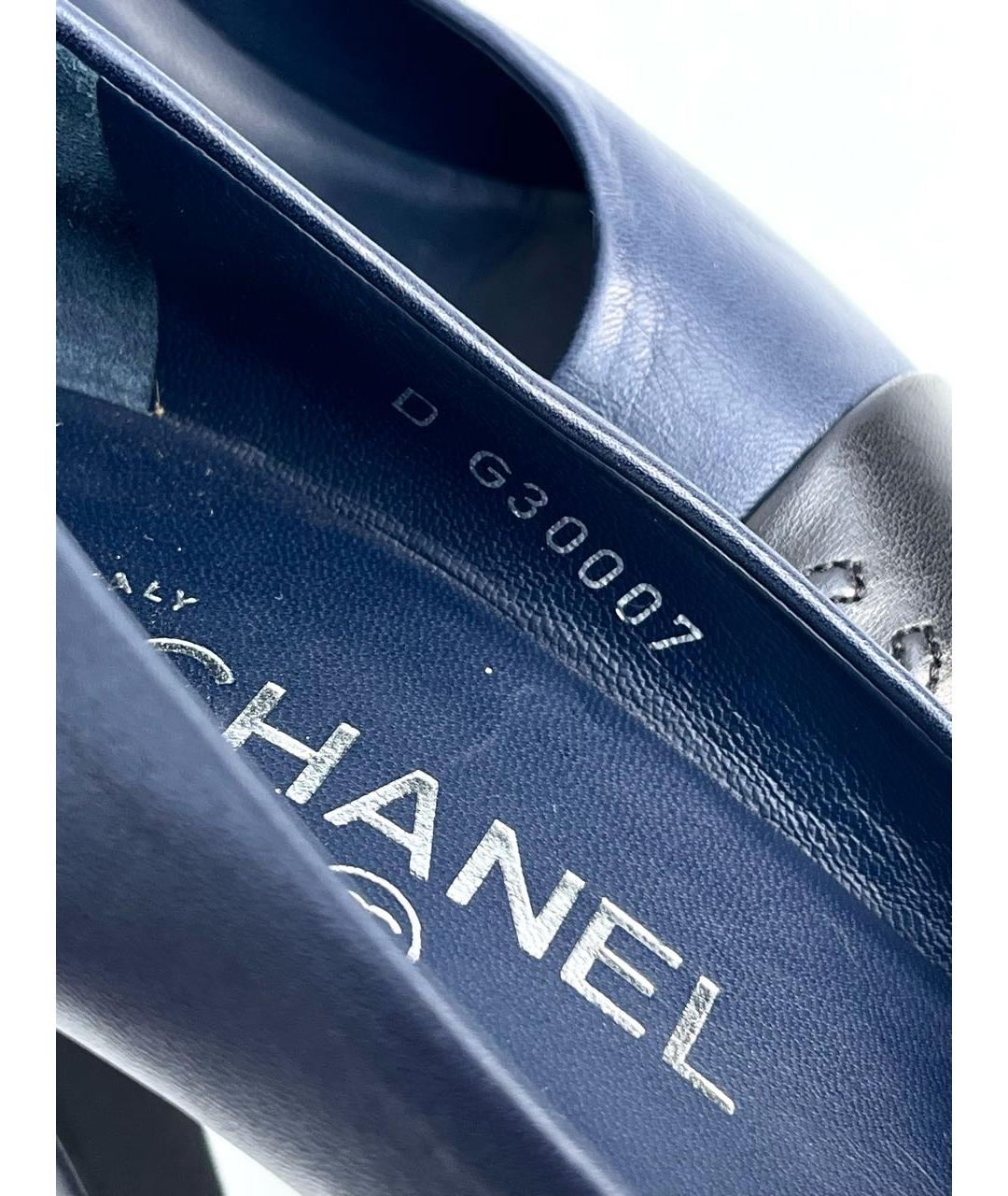 CHANEL Темно-синие кожаные туфли, фото 8