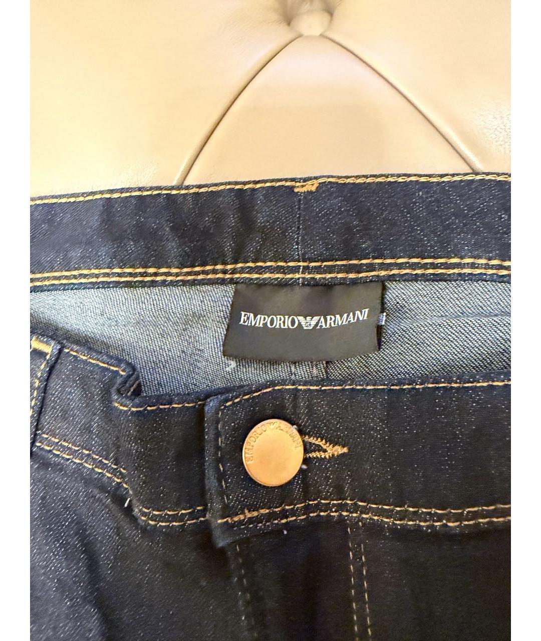 EMPORIO ARMANI Темно-синие хлопковые джинсы слим, фото 3