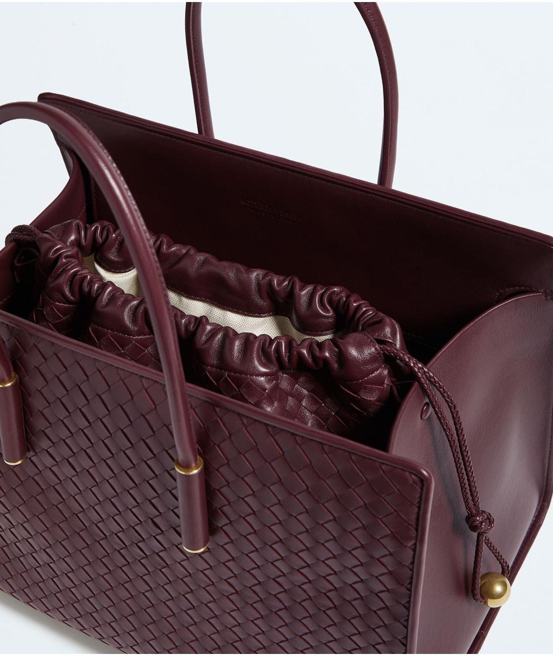 BOTTEGA VENETA Бордовая кожаная сумка тоут, фото 5