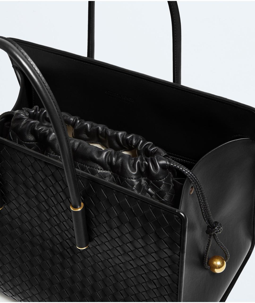 BOTTEGA VENETA Черная кожаная сумка тоут, фото 5