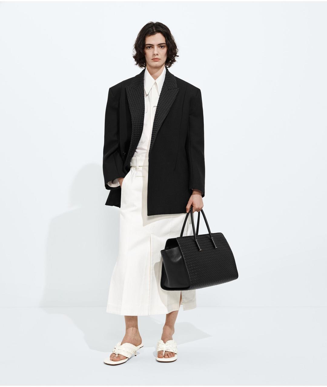 BOTTEGA VENETA Черная кожаная сумка тоут, фото 6
