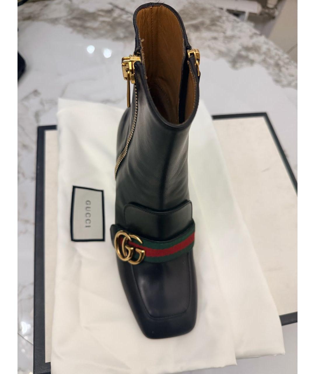 GUCCI Черные кожаные ботильоны, фото 2
