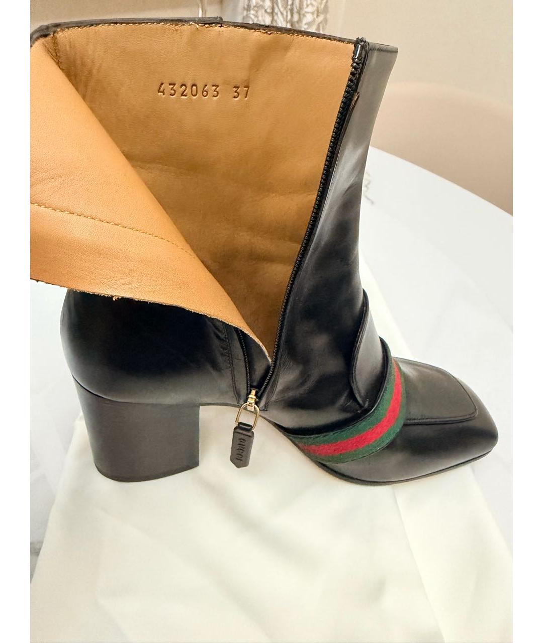 GUCCI Черные кожаные ботильоны, фото 3