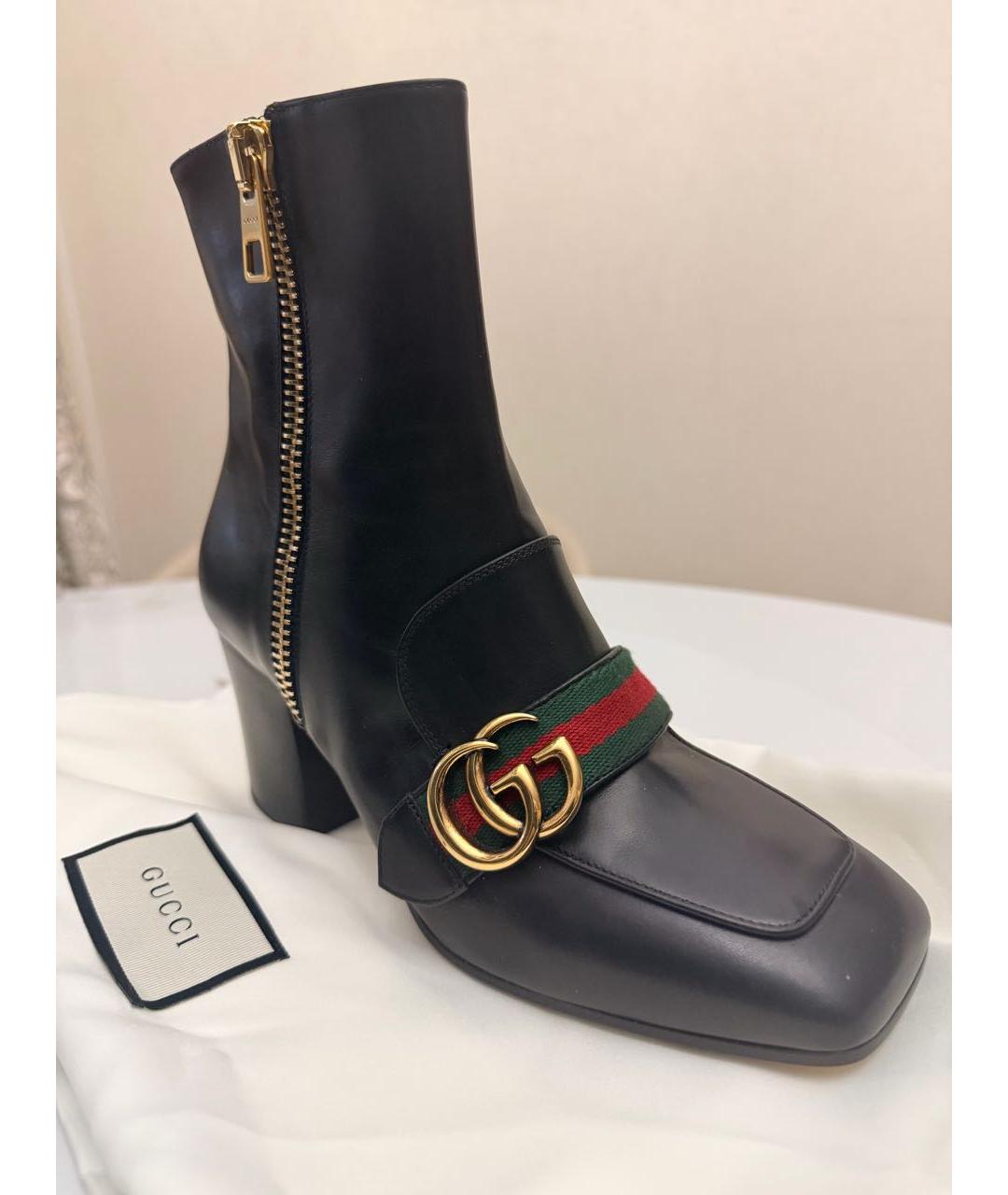 GUCCI Черные кожаные ботильоны, фото 4
