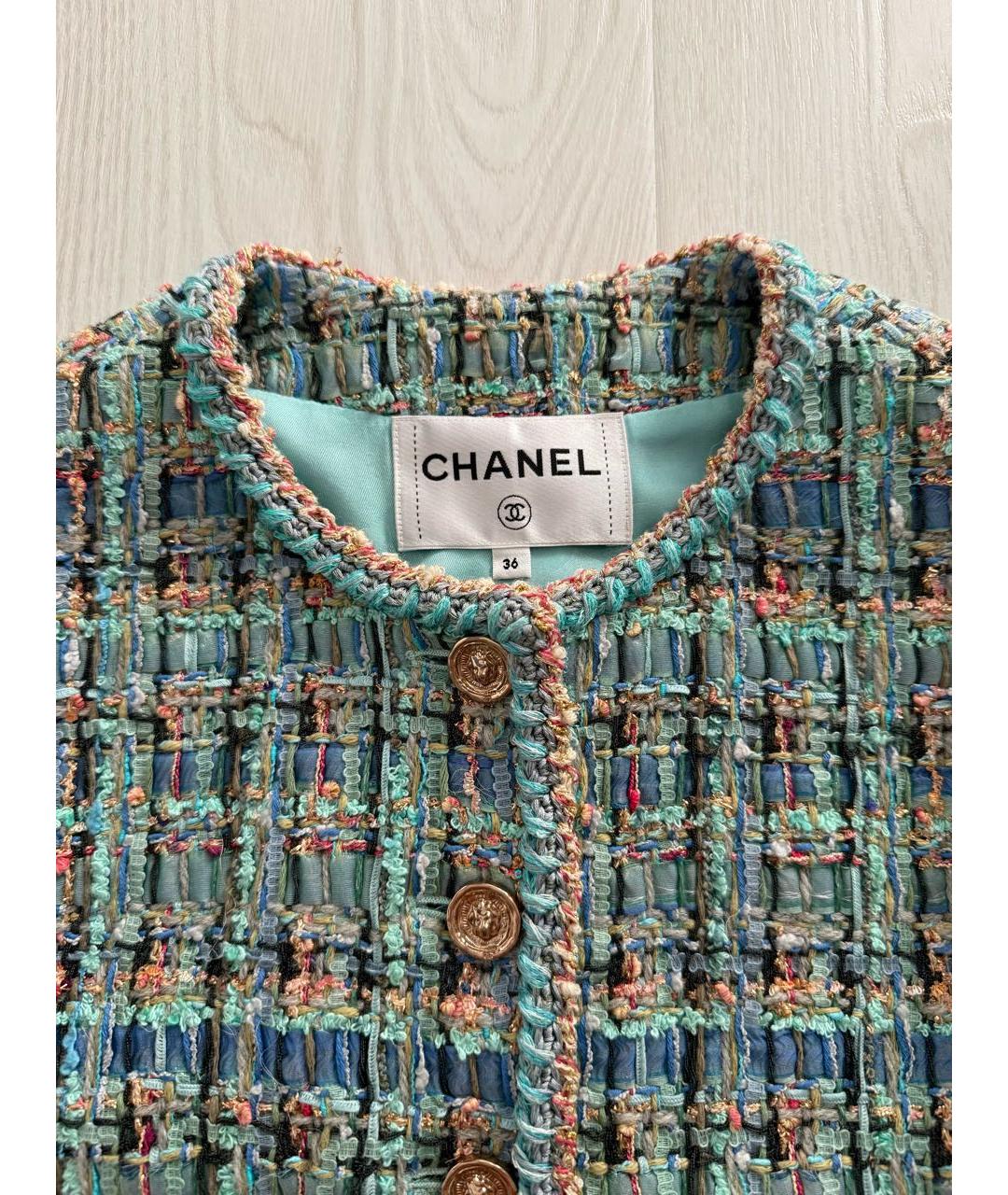 CHANEL Бирюзовый жакет/пиджак, фото 4