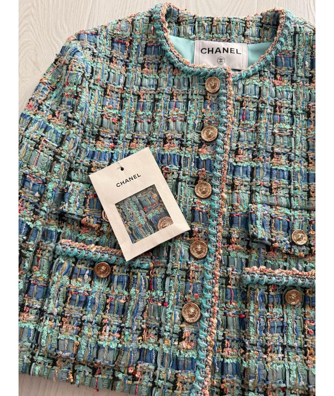CHANEL Бирюзовый жакет/пиджак, фото 6