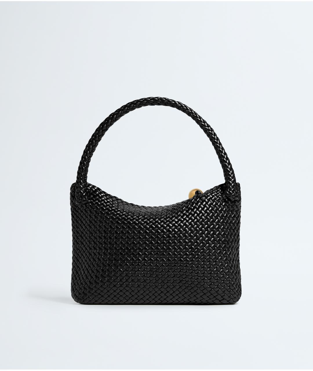 BOTTEGA VENETA Черная кожаная сумка с короткими ручками, фото 5