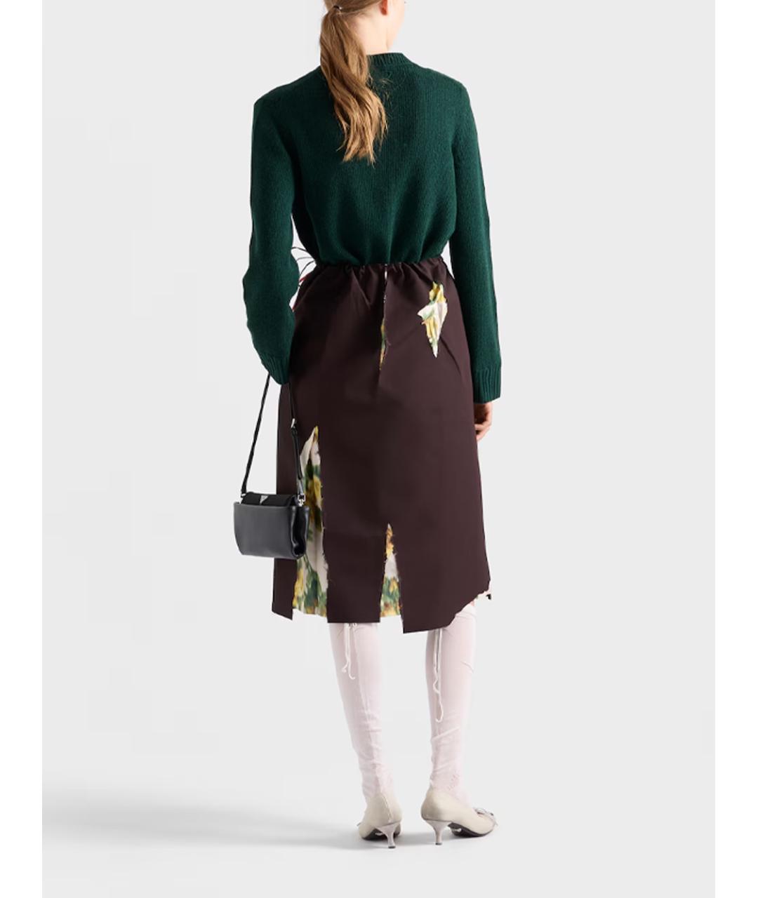 PRADA Коричневая шерстяная юбка миди, фото 5