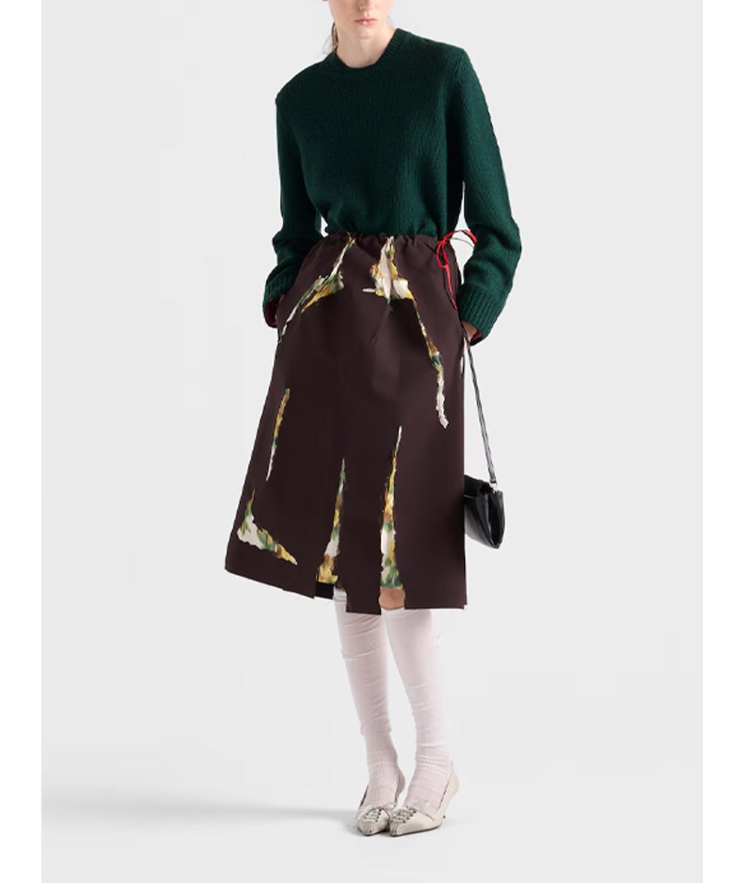 PRADA Коричневая шерстяная юбка миди, фото 3