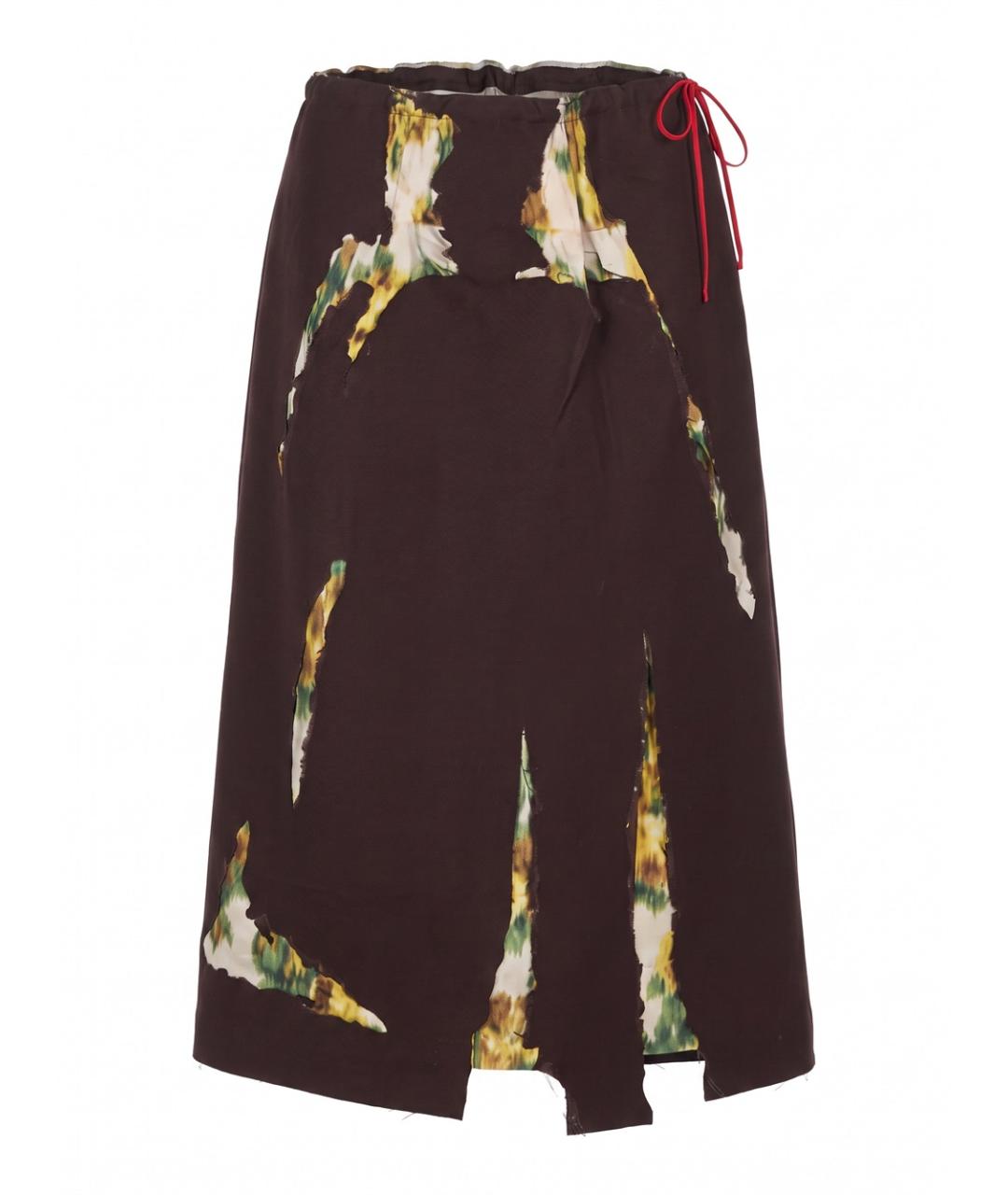 PRADA Коричневая шерстяная юбка миди, фото 1