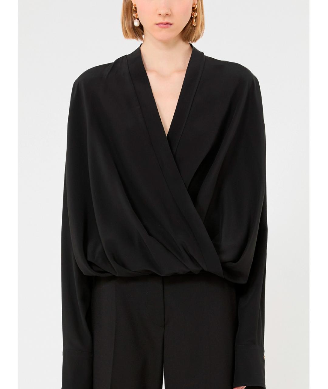 SPORTMAX Черная шелковая блузы, фото 4