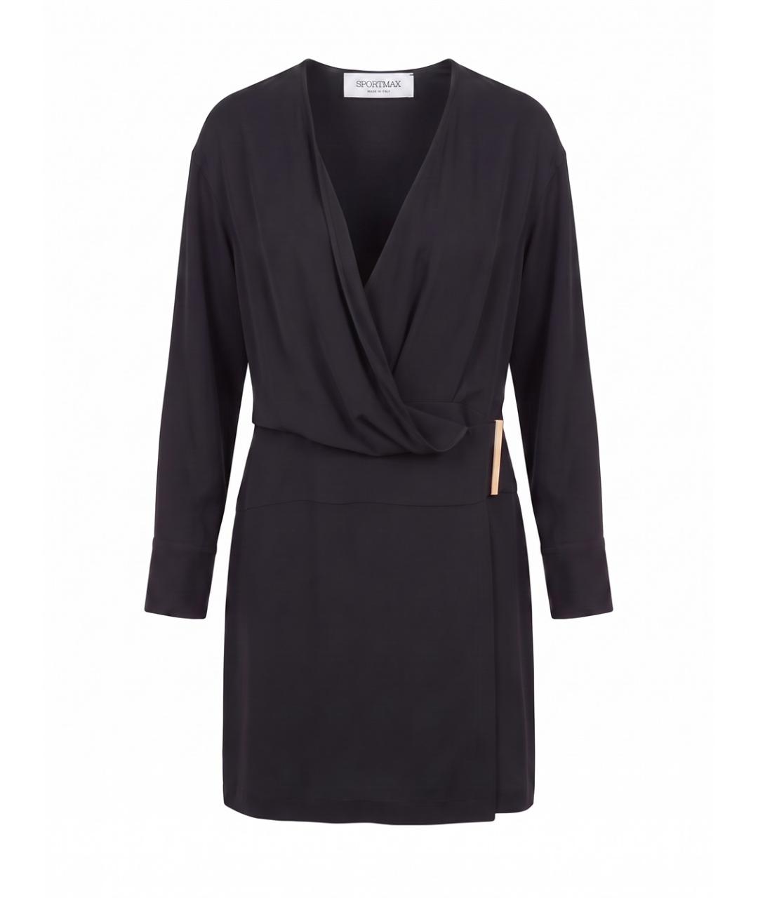 SPORTMAX Черное вискозное повседневное платье, фото 1