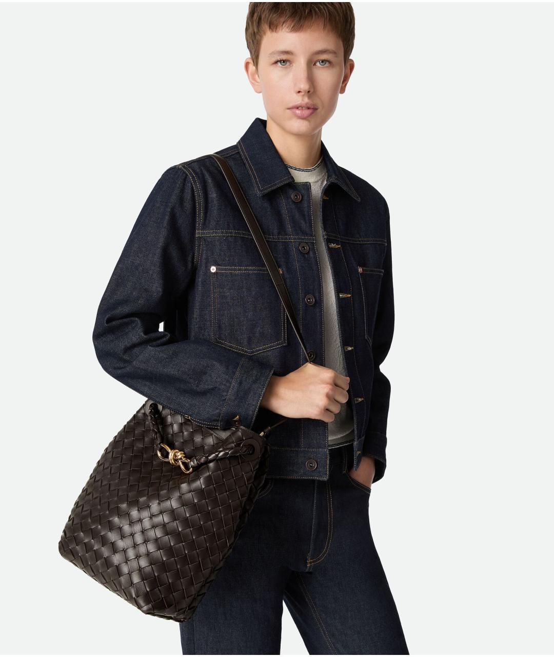 BOTTEGA VENETA Коричневая кожаная сумка на плечо, фото 6