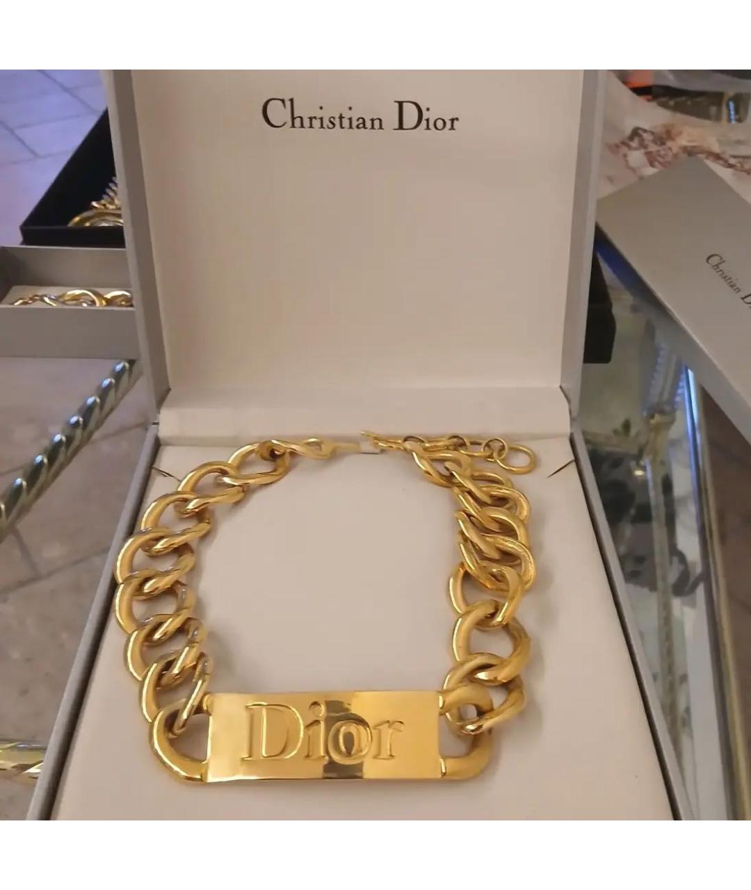 CHRISTIAN DIOR Золотое металлическое колье, фото 7