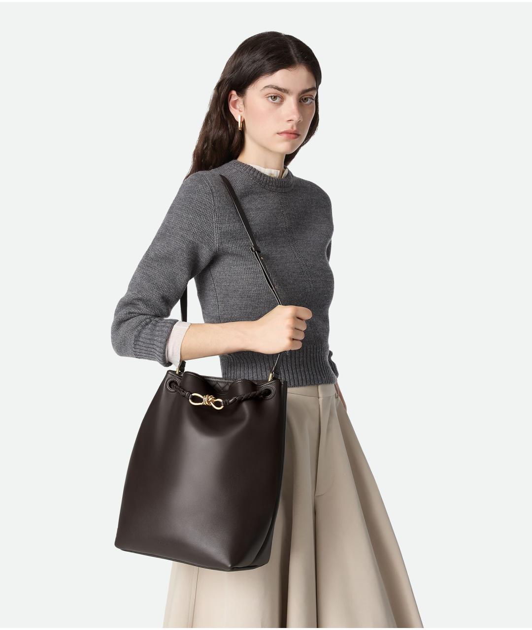 BOTTEGA VENETA Коричневая кожаная сумка через плечо, фото 6