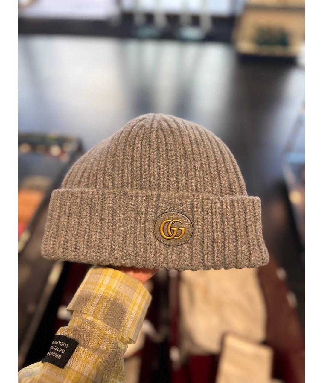 GUCCI Серая шерстяная шапка, фото 3