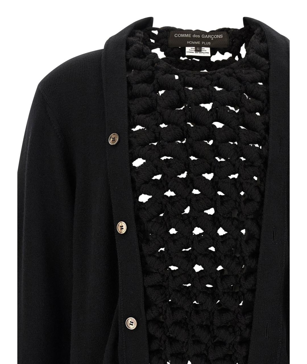 COMME DES GARÇONS HOMME PLUS Черный шерстяной кардиган, фото 3