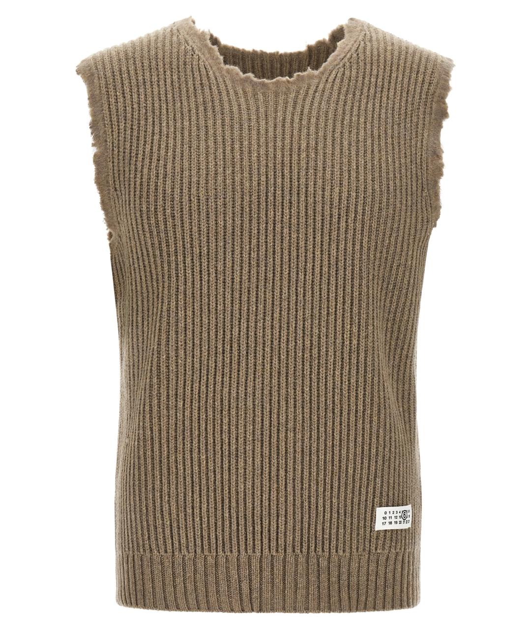 MM6 MAISON MARGIELA Бежевая шерстяная жилетка, фото 1