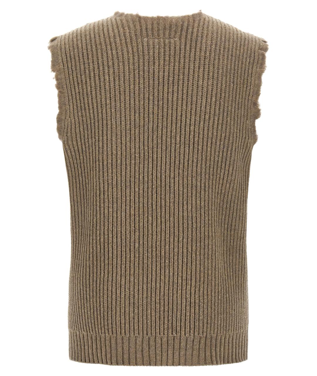 MM6 MAISON MARGIELA Бежевая шерстяная жилетка, фото 2
