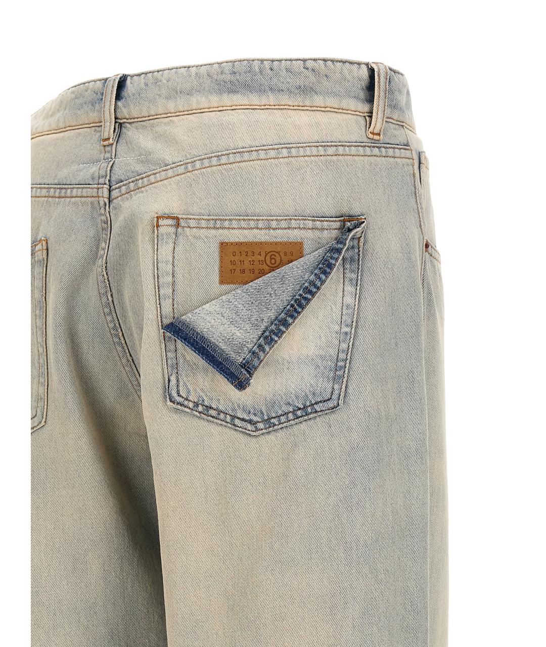 MM6 MAISON MARGIELA Голубые хлопковые прямые джинсы, фото 4
