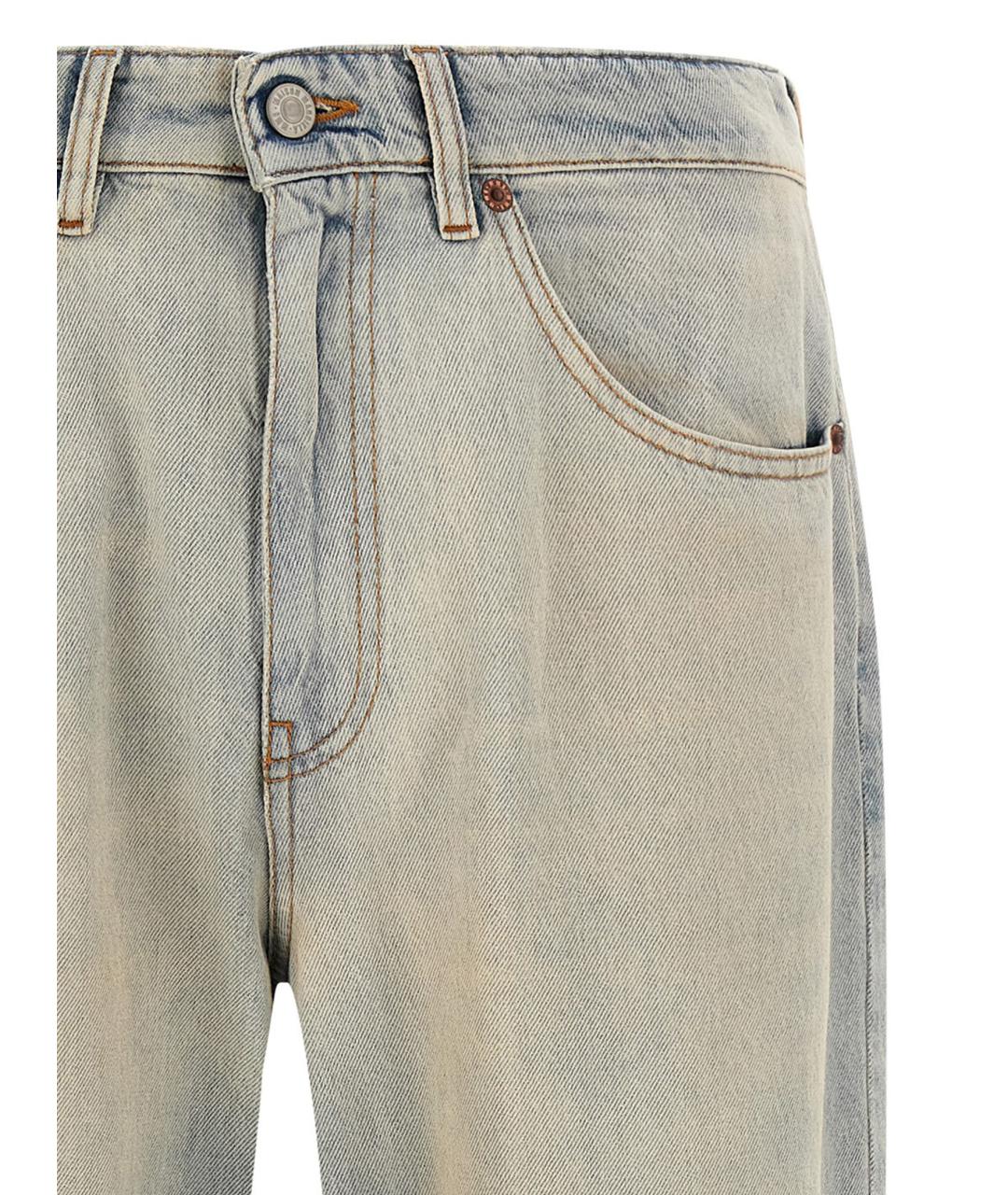 MM6 MAISON MARGIELA Голубые хлопковые прямые джинсы, фото 3