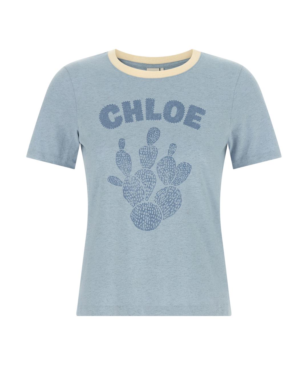 CHLOE Голубая хлопковая футболка, фото 1