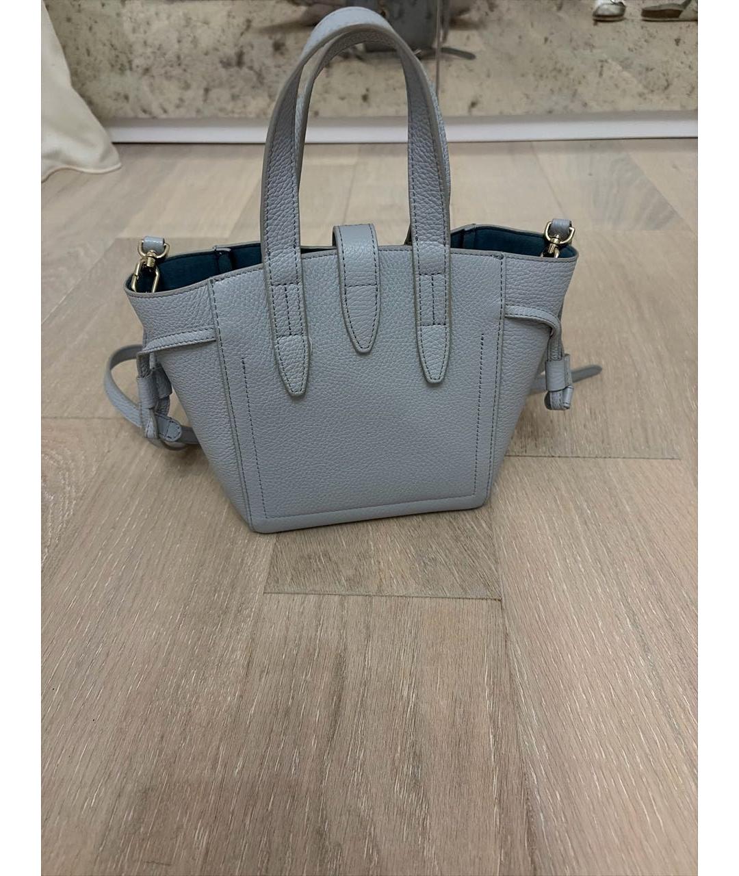 FURLA Голубая кожаная сумка с короткими ручками, фото 3