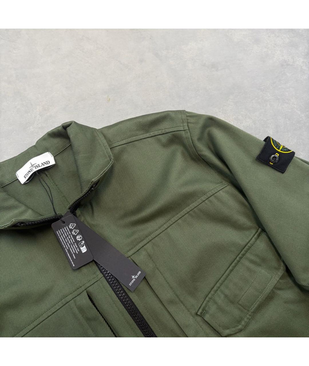 STONE ISLAND Зеленая хлопковая куртка, фото 2