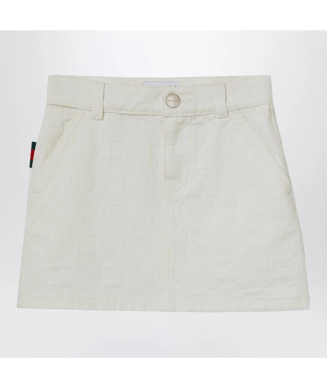 GUCCI Белая хлопковая юбка, фото 4