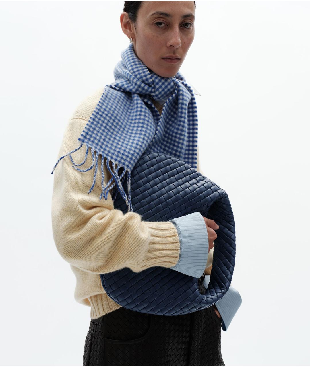 BOTTEGA VENETA Синяя кожаная сумка с короткими ручками, фото 2