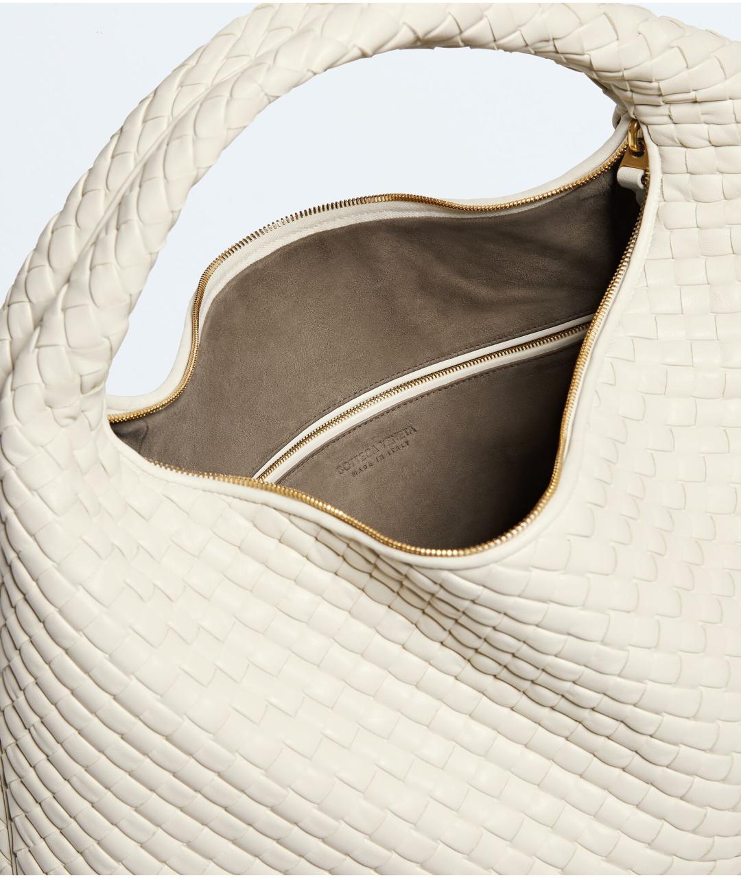 BOTTEGA VENETA Белая кожаная сумка с короткими ручками, фото 3