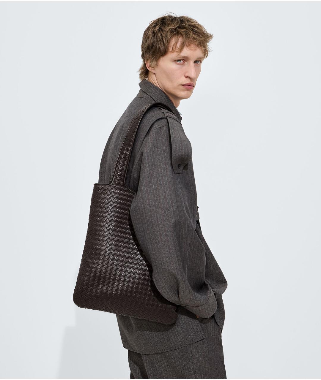 BOTTEGA VENETA Коричневая кожаная сумка тоут, фото 2