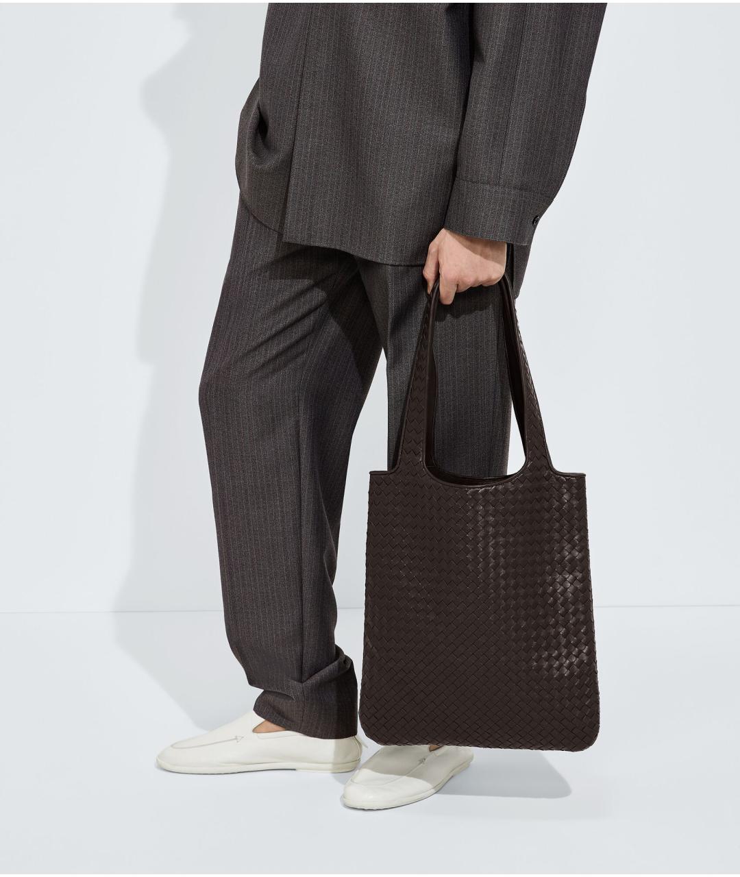 BOTTEGA VENETA Коричневая кожаная сумка тоут, фото 6