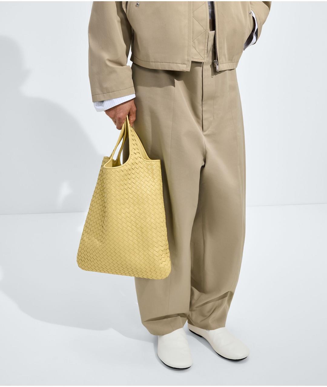 BOTTEGA VENETA Желтая кожаная сумка тоут, фото 5