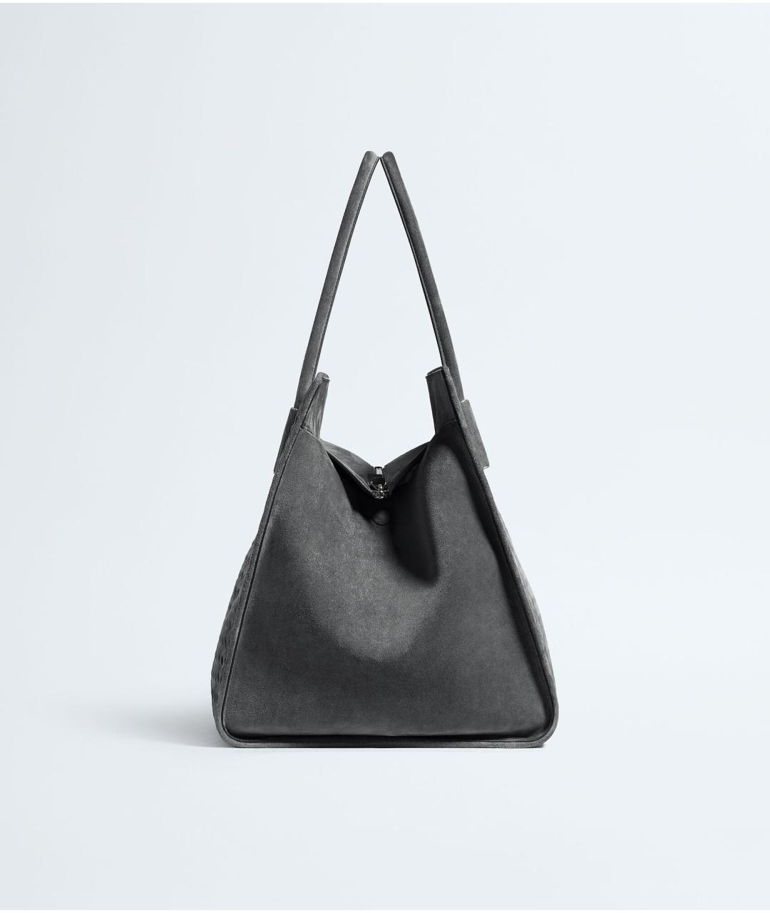 BOTTEGA VENETA Серая замшевая сумка тоут, фото 4