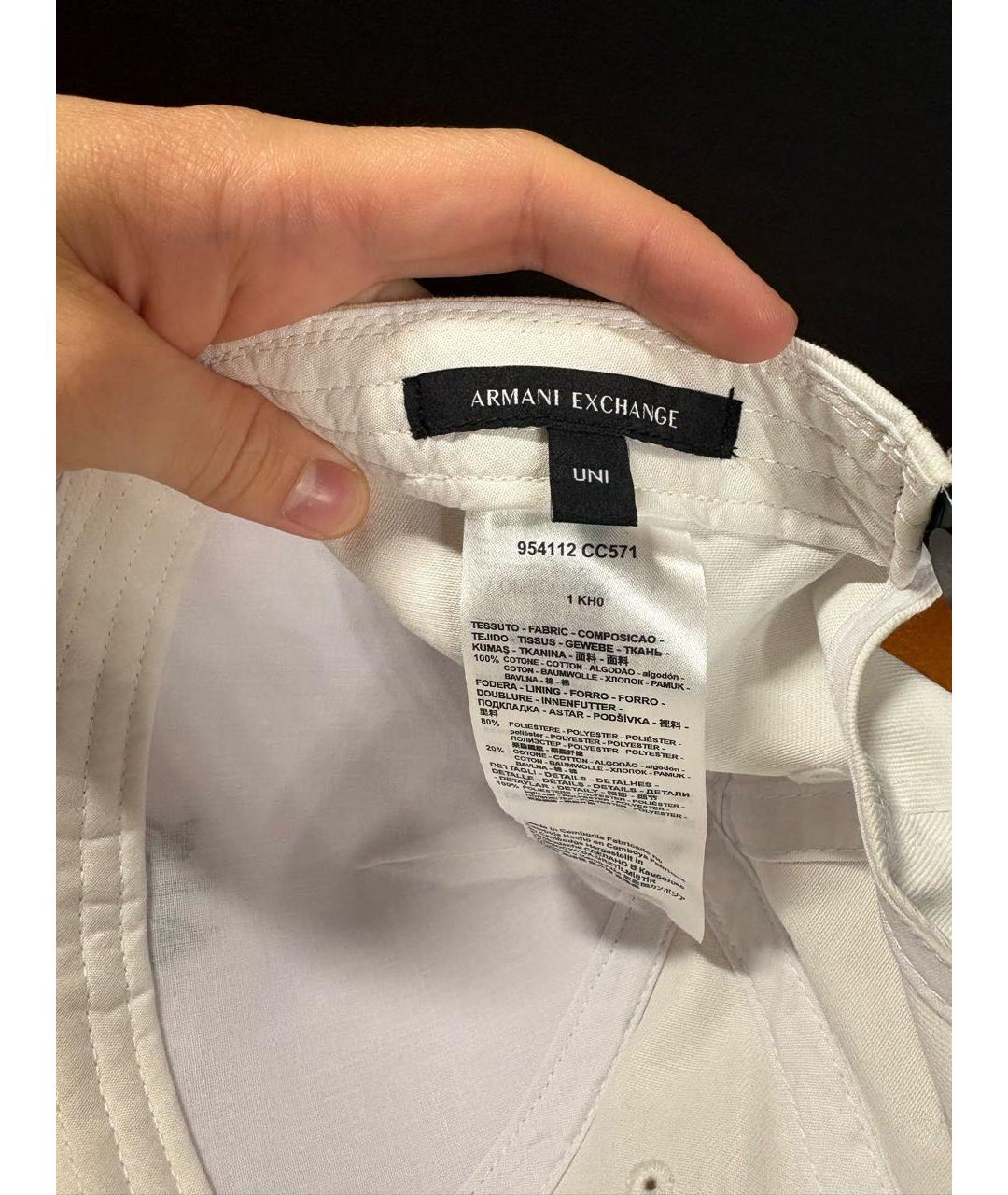 ARMANI EXCHANGE Белая хлопковая кепка/бейсболка, фото 4