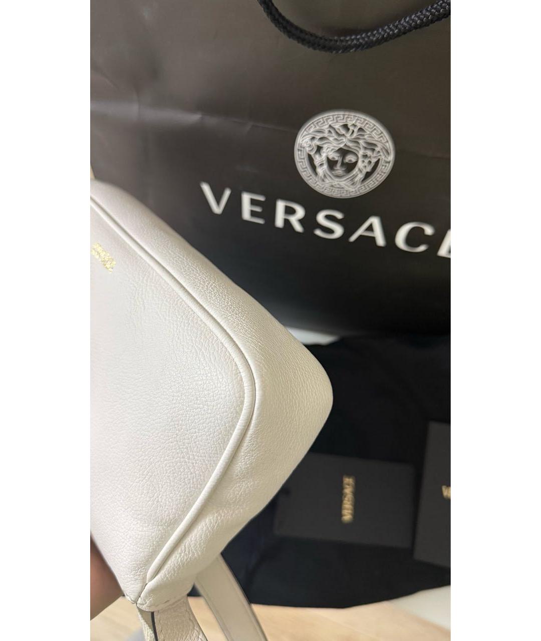 VERSACE Белая кожаная сумка с короткими ручками, фото 5