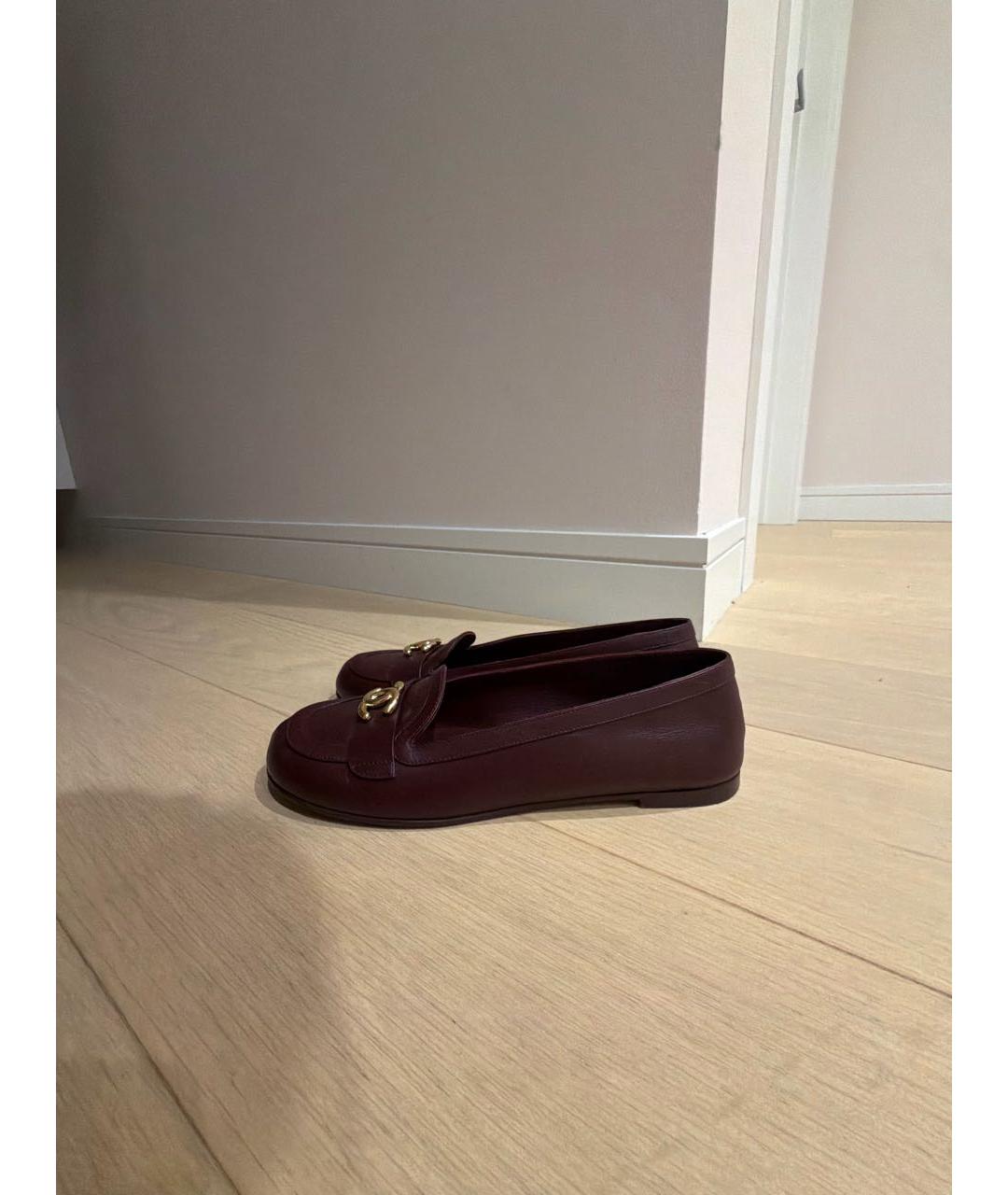 CHANEL Бордовые кожаные балетки, фото 8