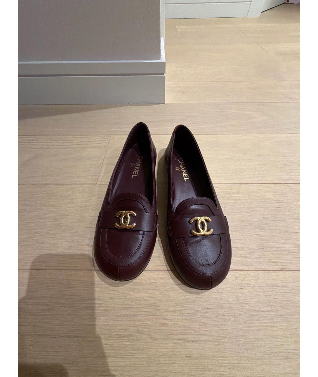 CHANEL Бордовые кожаные балетки, фото 2