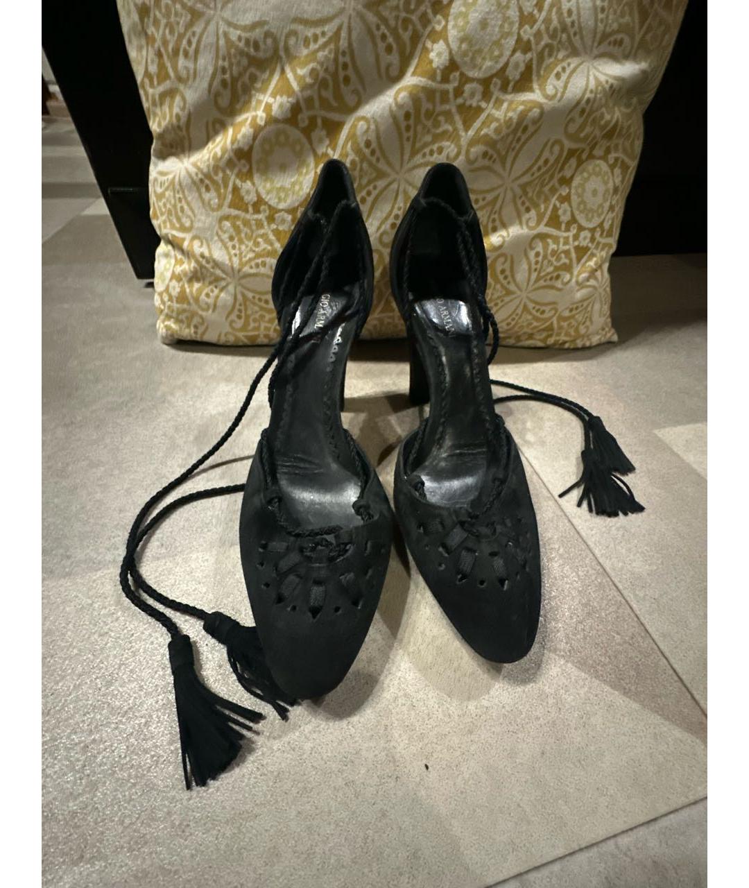 GIORGIO ARMANI Черные замшевые босоножки, фото 2