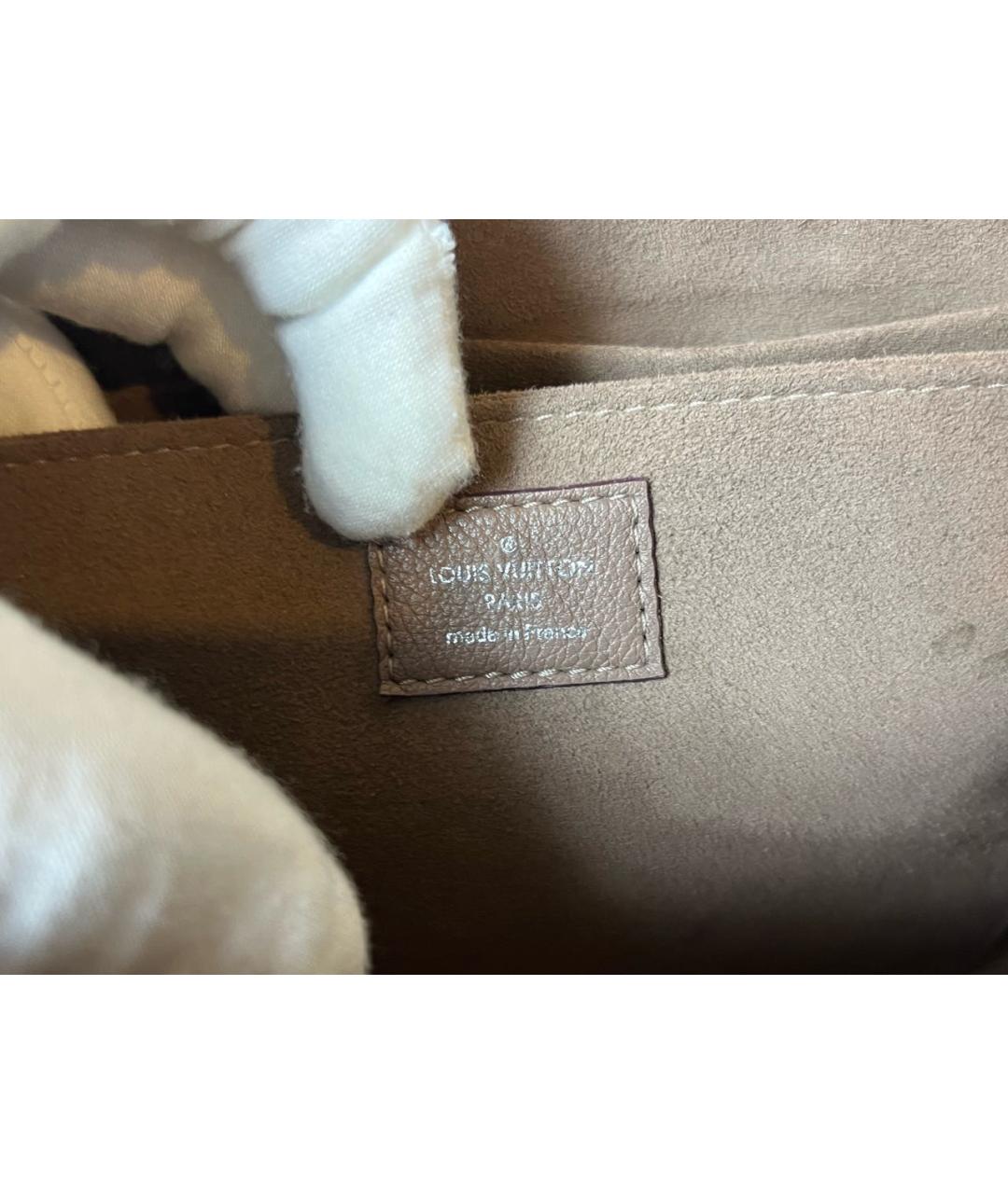 LOUIS VUITTON Бежевая кожаная сумка с короткими ручками, фото 7