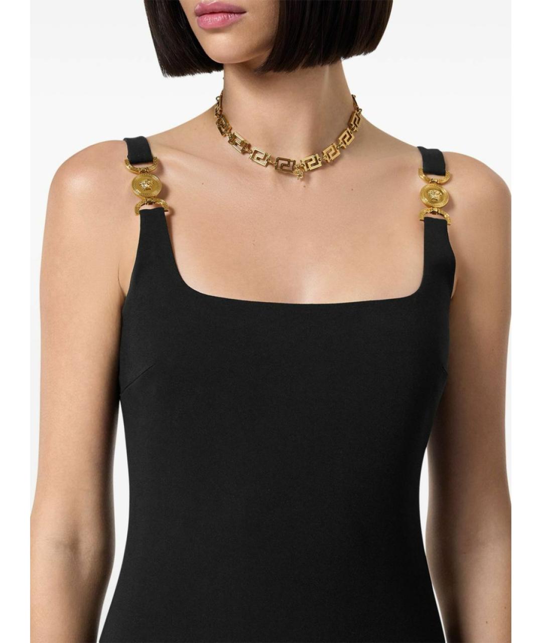 VERSACE Черное вискозное коктейльное платье, фото 9