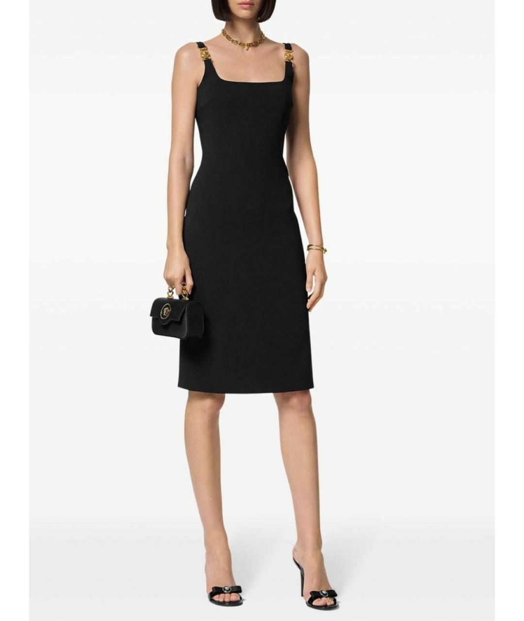 VERSACE Черное вискозное коктейльное платье, фото 6