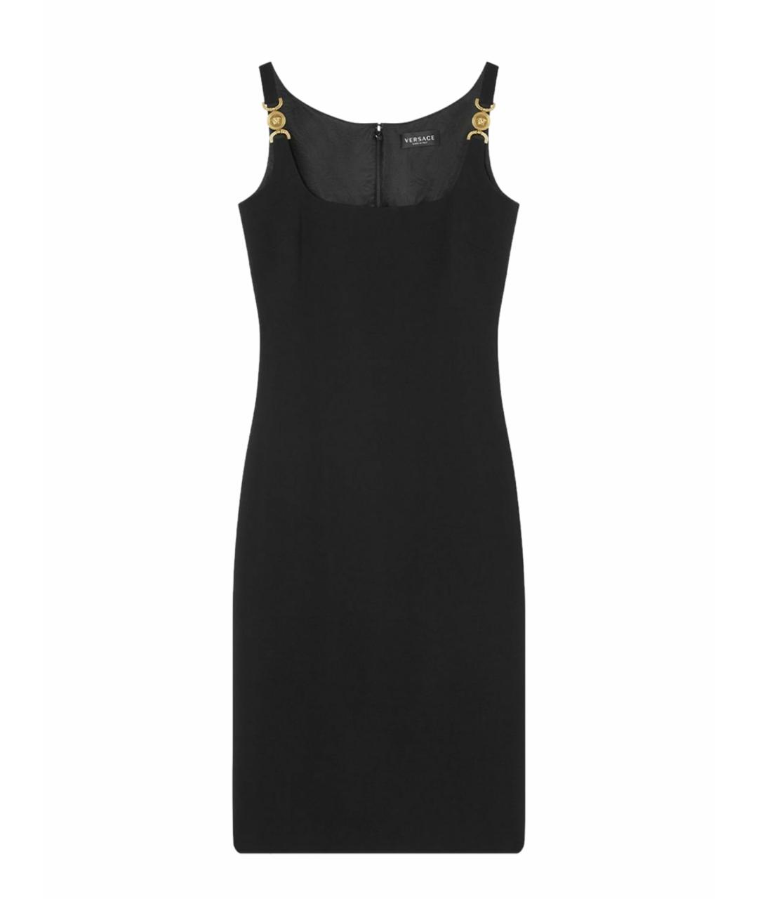 VERSACE Черное вискозное коктейльное платье, фото 1