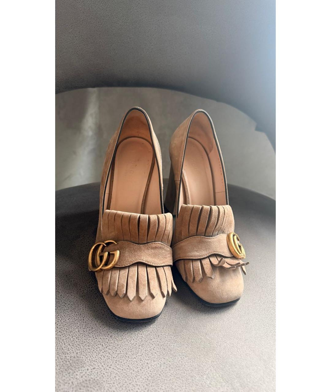 GUCCI Бежевые замшевые туфли, фото 2