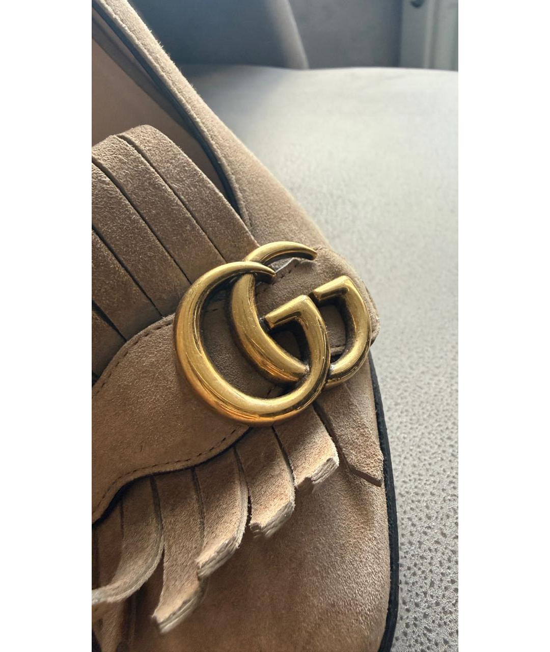 GUCCI Бежевые замшевые туфли, фото 5